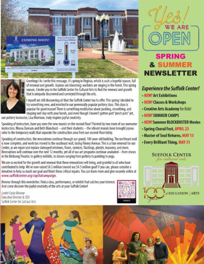 Suffolk Center for Cultural Arts Spring Summer Newsletter